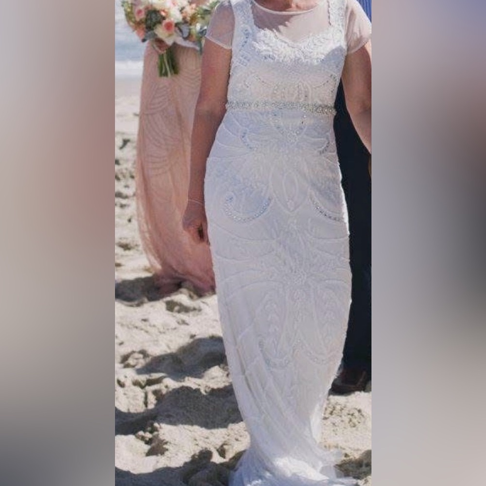 Adrianna Papell White Sheath Gown